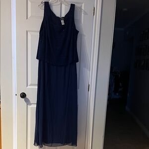 Alex Evenings Navy Sparkle Layered Maxi Dress